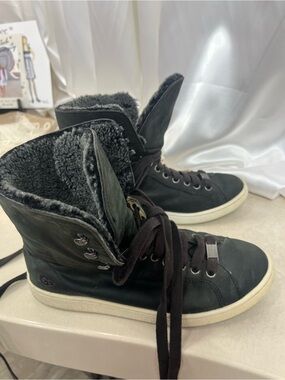 UGG Black High-Top Sherpa-Lined Sneakers with Ivory Sole